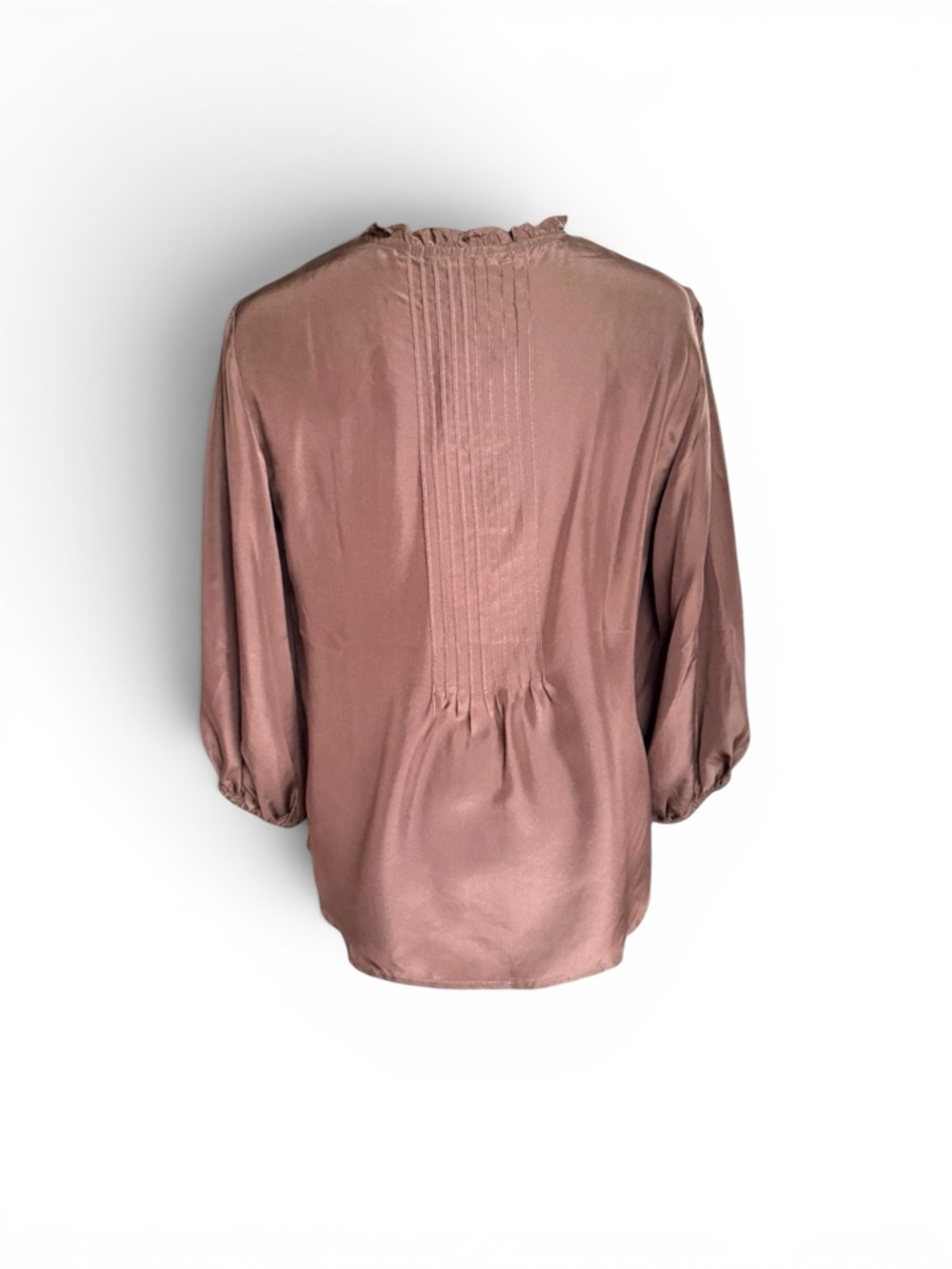 Garnet Hill Chocolate Brown Pintuck Peasant Blouse - Picture 11 of 14